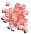 40 4mm Pink Fiber Optic Cat Eye Cube Beads
